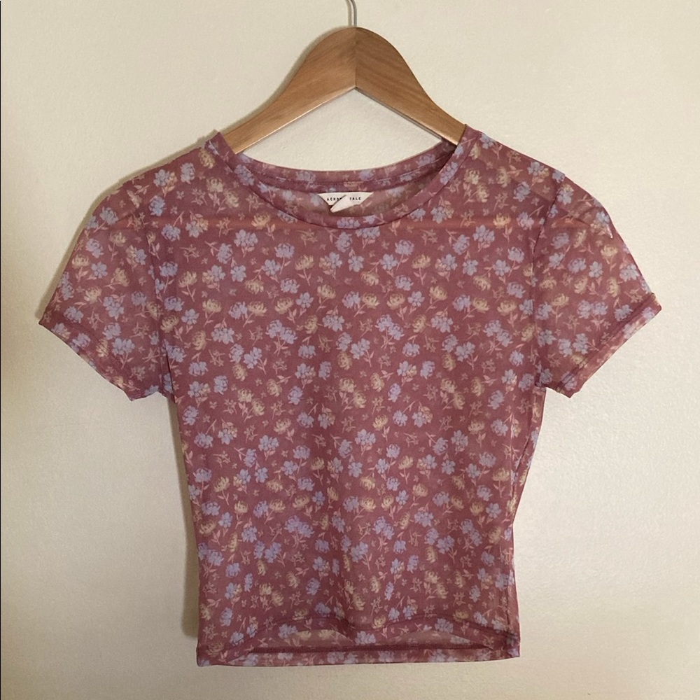 Aeropostale S Pink Floral Crop Top